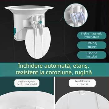 Dop deodorizare pentru toaletă în poziție ghemuită – plastic, etanș frontal cu barieră de apă, fără sifon