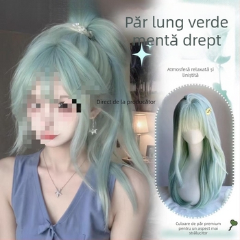 Perucă lungă dreaptă pentru femei, păr rezistent la căldură, țesut mecanic, model 1