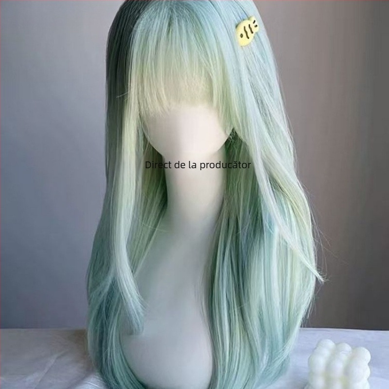 Perucă lungă dreaptă pentru femei, păr rezistent la căldură, țesut mecanic, model 1