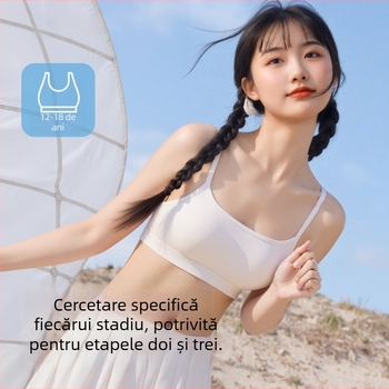 Sutien fără fir pentru adolescente, cupă completă, cupe modelate ultra-subțiri din burete, material viscose, bretele fixe, respirabil și confortabil