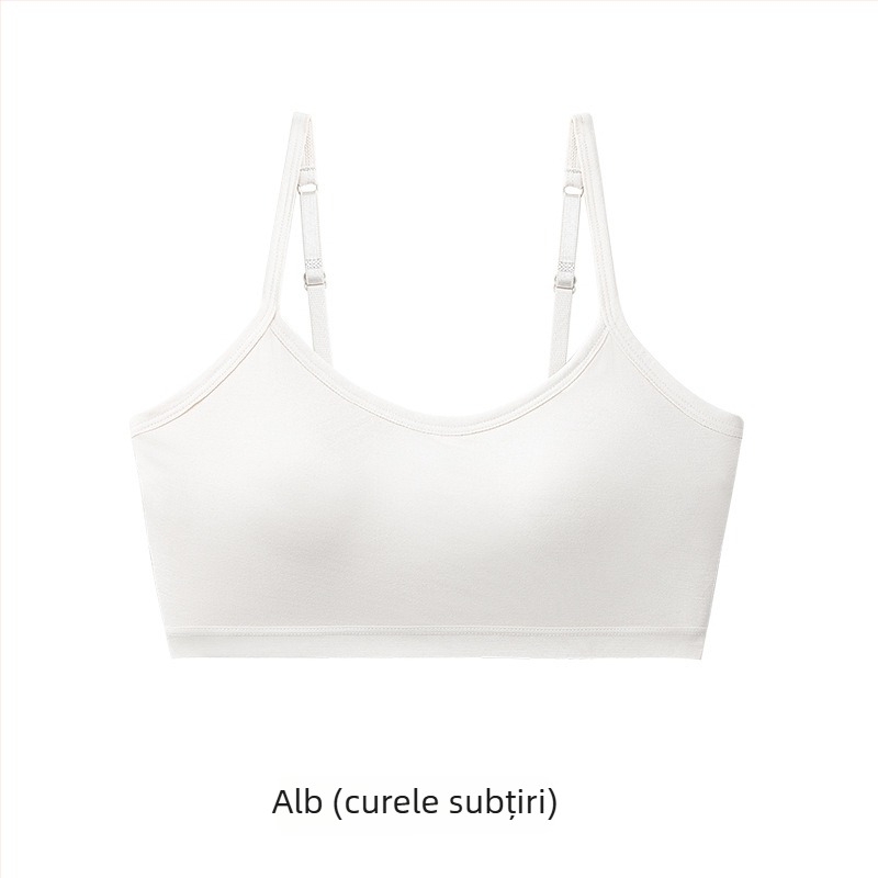 Sutien fără fir pentru adolescente, cupă completă, cupe modelate ultra-subțiri din burete, material viscose, bretele fixe, respirabil și confortabil