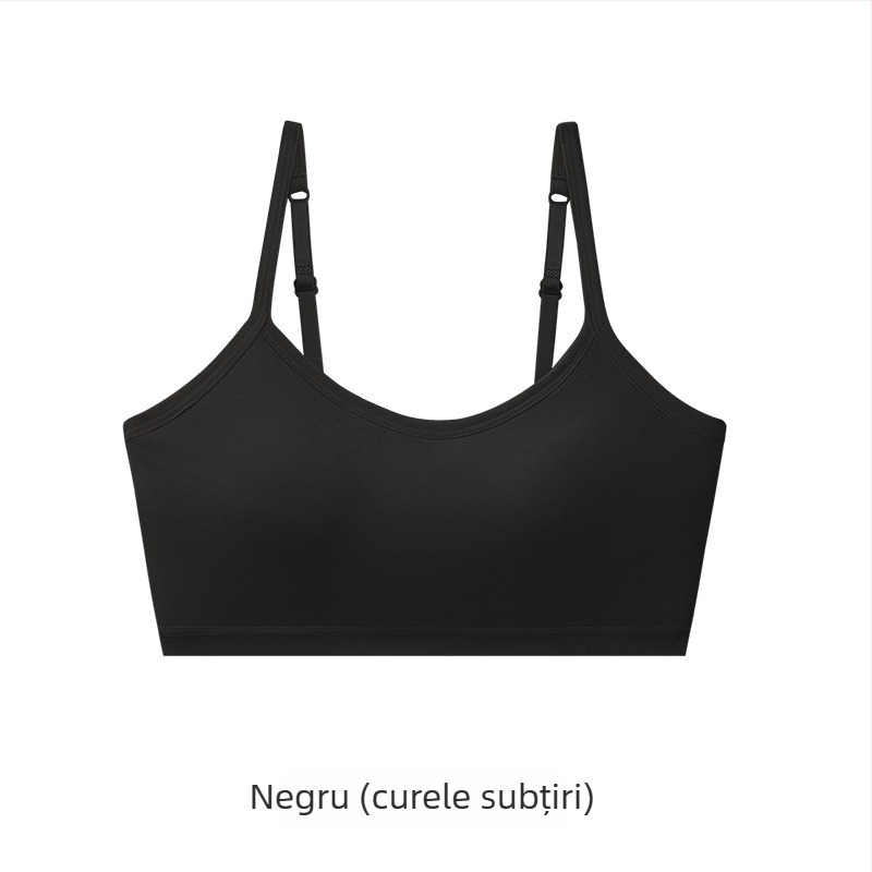 Sutien fără fir pentru adolescente, cupă completă, cupe modelate ultra-subțiri din burete, material viscose, bretele fixe, respirabil și confortabil
