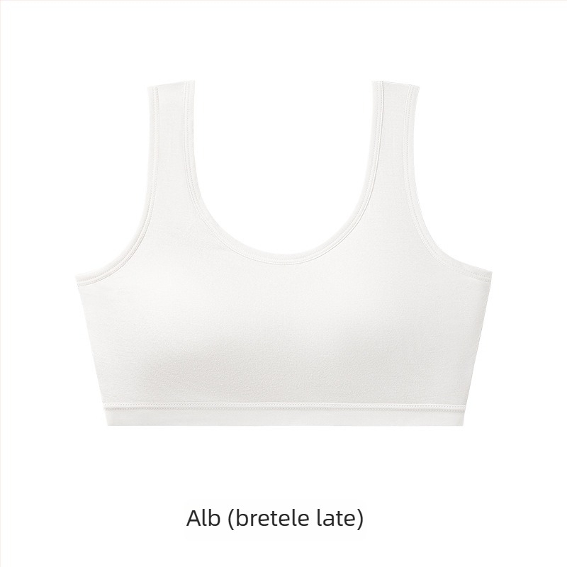 Sutien fără fir pentru adolescente, cupă completă, cupe modelate ultra-subțiri din burete, material viscose, bretele fixe, respirabil și confortabil