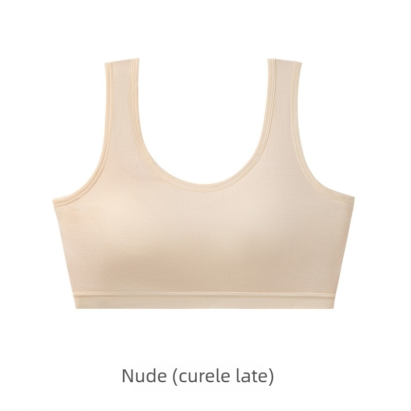Sutien fără fir pentru adolescente, cupă completă, cupe modelate ultra-subțiri din burete, material viscose, bretele fixe, respirabil și confortabil