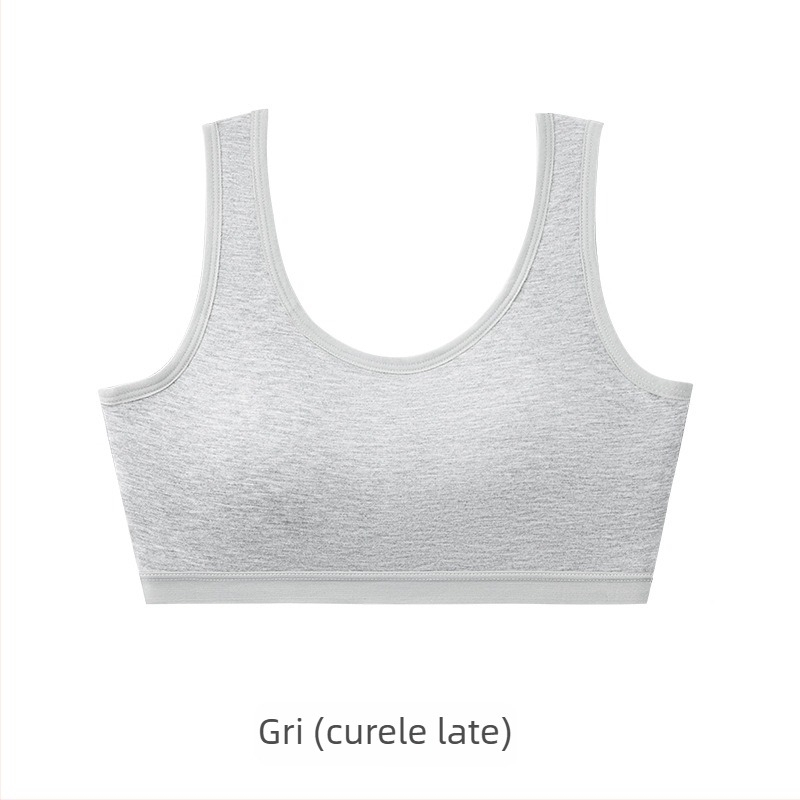 Sutien fără fir pentru adolescente, cupă completă, cupe modelate ultra-subțiri din burete, material viscose, bretele fixe, respirabil și confortabil