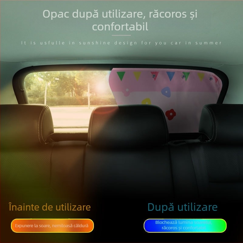 Parasolar auto cu ventuze pentru geamul din spate, țesătură opacă groasă, potrivire universală
