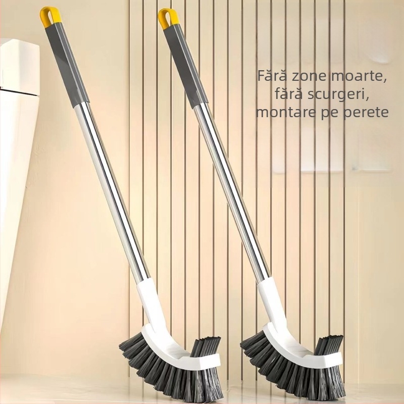 Perie de toaletă montată pe perete, mâner lung, cu capete duble, curățare dublă, din plastic, 0.15 kg