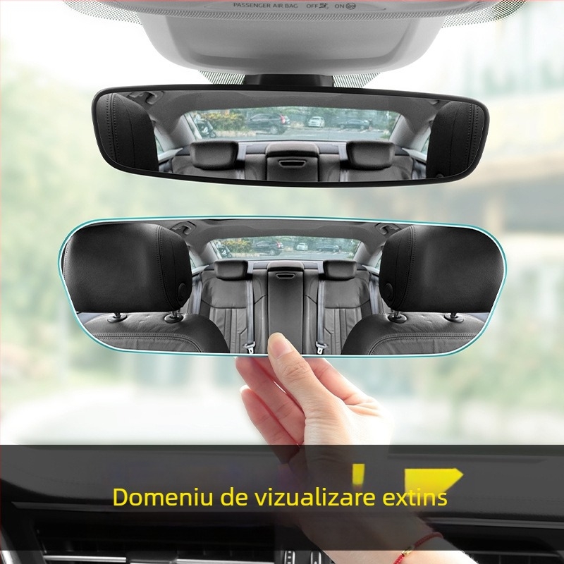 Oglindă interioară de recul pentru automobil cu suprafață curbată, sticlă HD anti-reflexie, ramă ultra-îngustă, unghiuri reglabile