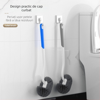 Perie de toaletă cu peri moi, montată pe perete, mâner lung, cu bază inclusă (Plastic, 80 g)