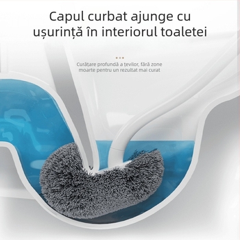 Perie de toaletă cu peri moi, montată pe perete, mâner lung, cu bază inclusă (Plastic, 80 g)