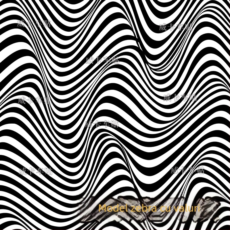 Film camuflaj auto pentru învelire, model zebra alb-negru, instalare prin lipire, material: Altul, tip: Altul