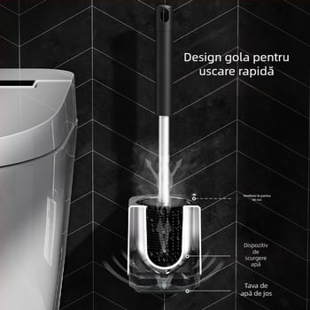 Set de perie pentru WC montat pe perete – construcție din plastic, suprafață electroplacată, încărcare 5 kg, model electroplating