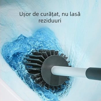 Set de perie pentru WC montat pe perete – construcție din plastic, suprafață electroplacată, încărcare 5 kg, model electroplating