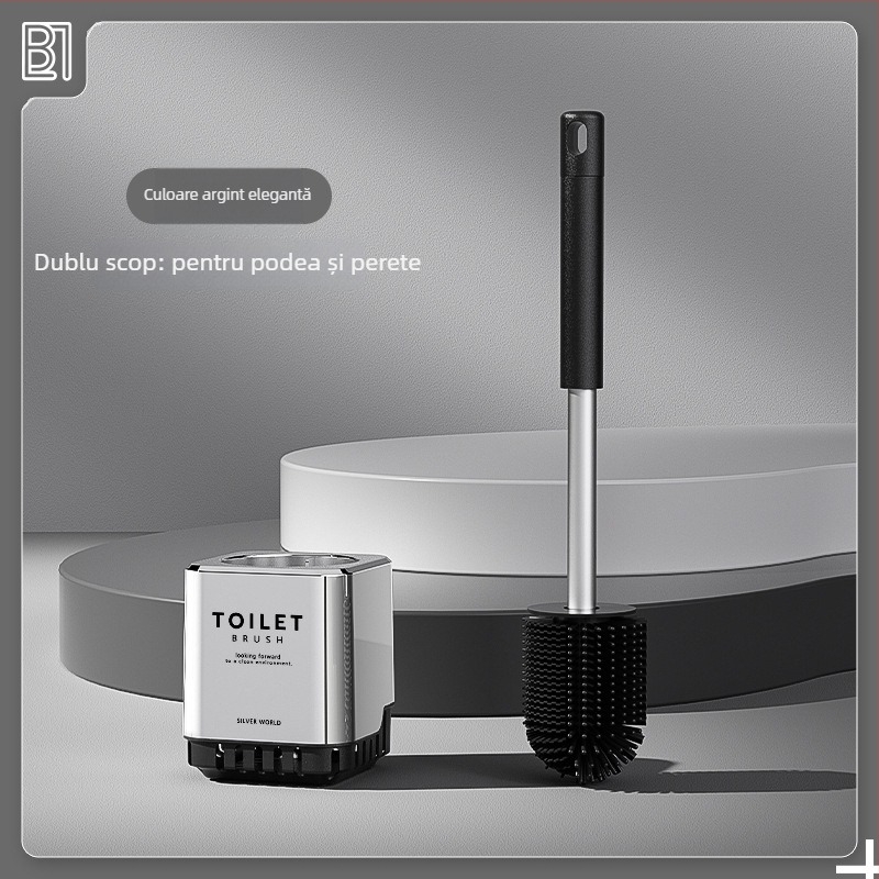 Set de perie pentru WC montat pe perete – construcție din plastic, suprafață electroplacată, încărcare 5 kg, model electroplating