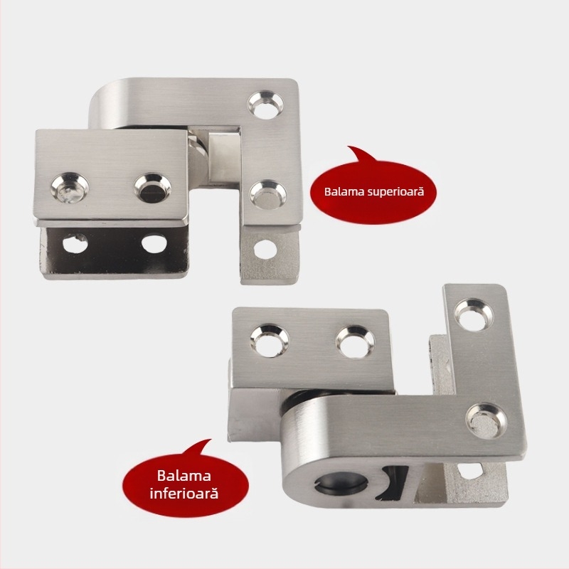 Șarnieră pentru separatoare de toalete publice din aliaj de aluminiu, sus și jos, finisaj periat, balama de ridicare, brand Suoweigu