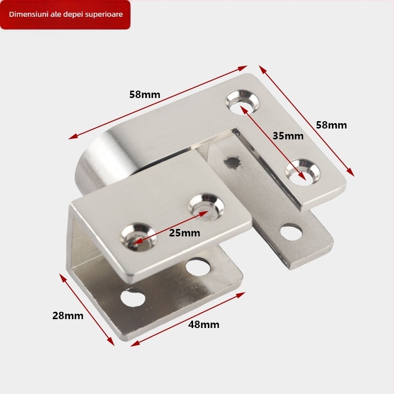 Șarnieră pentru separatoare de toalete publice din aliaj de aluminiu, sus și jos, finisaj periat, balama de ridicare, brand Suoweigu