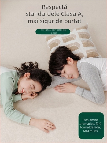 Set termic pentru copii (top și pantaloni) din 100% bumbac, țesătură subțire, finisaj moale, pentru toamnă și iarnă, pentru copii de peste 8 ani