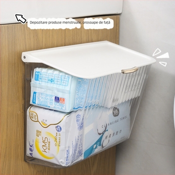 Box de depozitare montat pe perete pentru baie, din plastic, 18 L, multifuncțional, stil modern