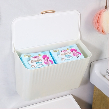 Box de depozitare montat pe perete pentru baie, din plastic, 18 L, multifuncțional, stil modern