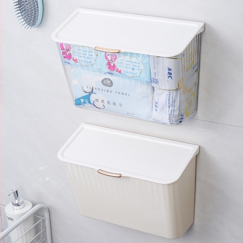 Box de depozitare montat pe perete pentru baie, din plastic, 18 L, multifuncțional, stil modern