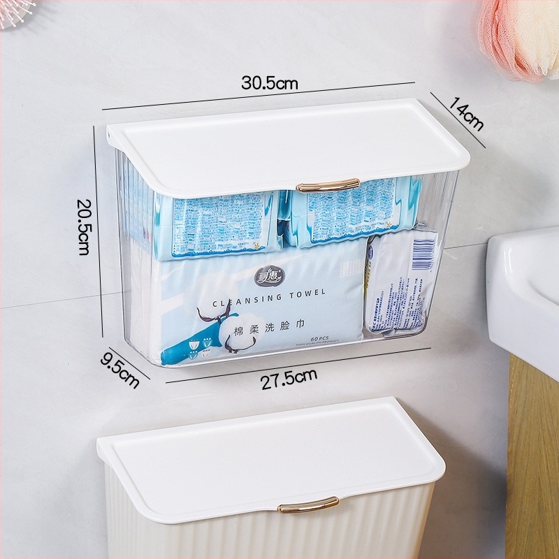 Box de depozitare montat pe perete pentru baie, din plastic, 18 L, multifuncțional, stil modern