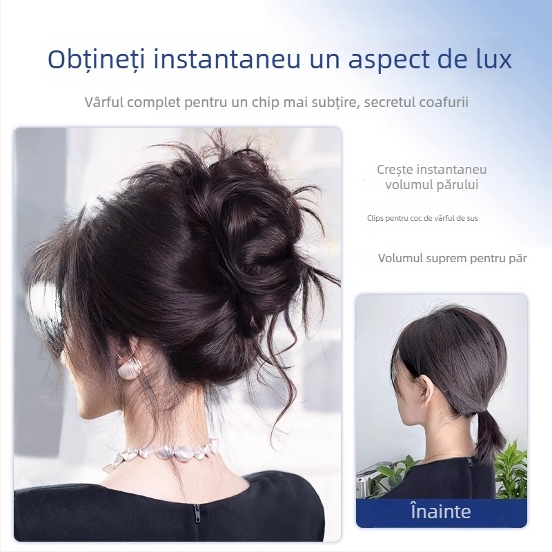 Perucă Kenny cu coc și clips – Model Contracting, Fibre cu temperatură înaltă, Proces mecanic, Pentru femei