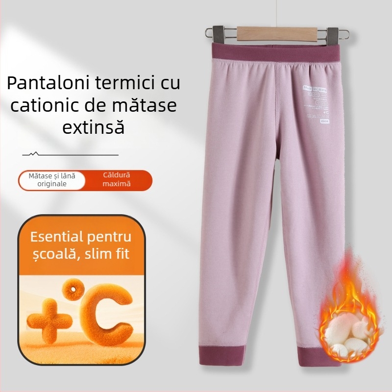 Colanți termici pentru copii, din țesătură Derong, 90% poliester, talie medie, pentru vârsta 3–8 ani, listare toamnă 2024