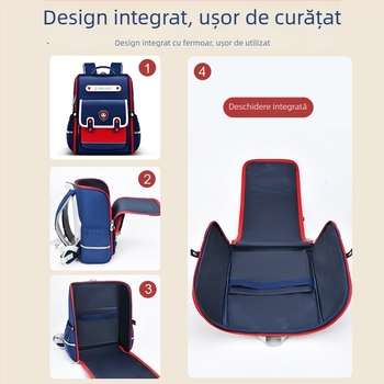 Ghiozdan școlar din piele PU, unisex, pentru primar (clasele 1-3), model 790, stil Modern Tide Cool