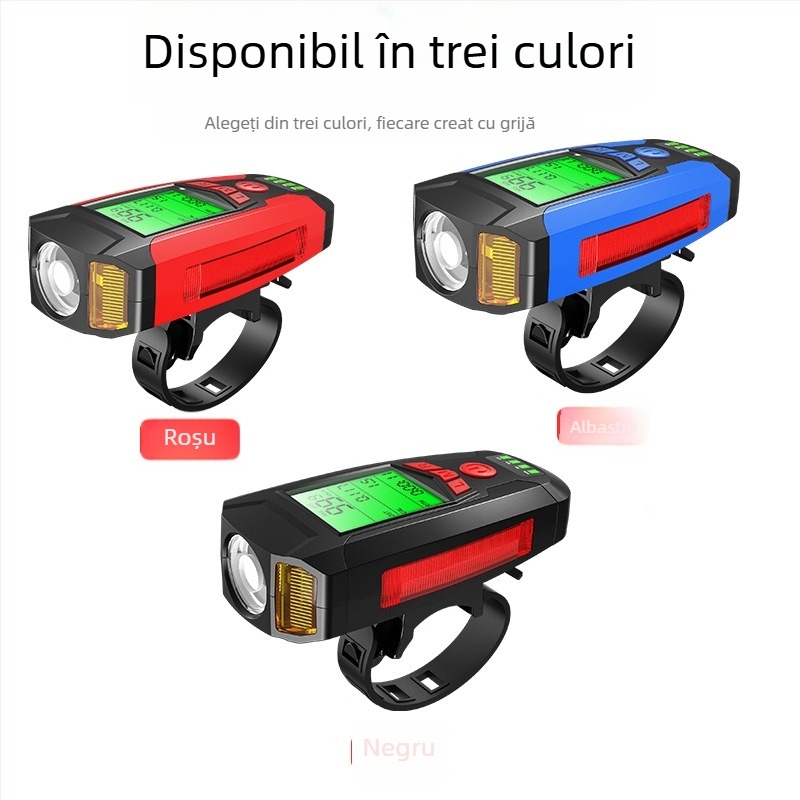 Vitezometru pentru bicicletă cu afișaj cablat, sonerie și far frontal; afișaj fără fir; echipament multifuncțional. Marca: Hissuke; Personalizare: Da; Import: Nu.