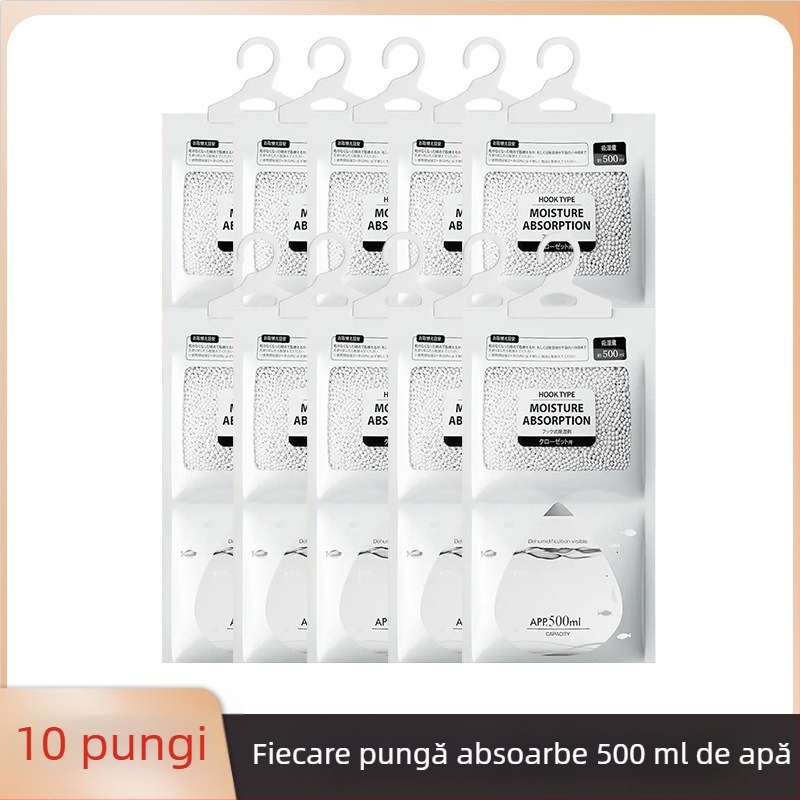 Bamboo rhyme Pungă desicantă cu clorură de calciu, 200 g, suspensie prin cârlig, dezumidificator pentru uz casnic