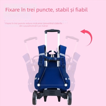 Rucsac școlar cu roți 3D pentru învățământul primar, material Oxford, capacitate mare, roți cu direcție unică, reducere a greutății, reflexie nocturnă