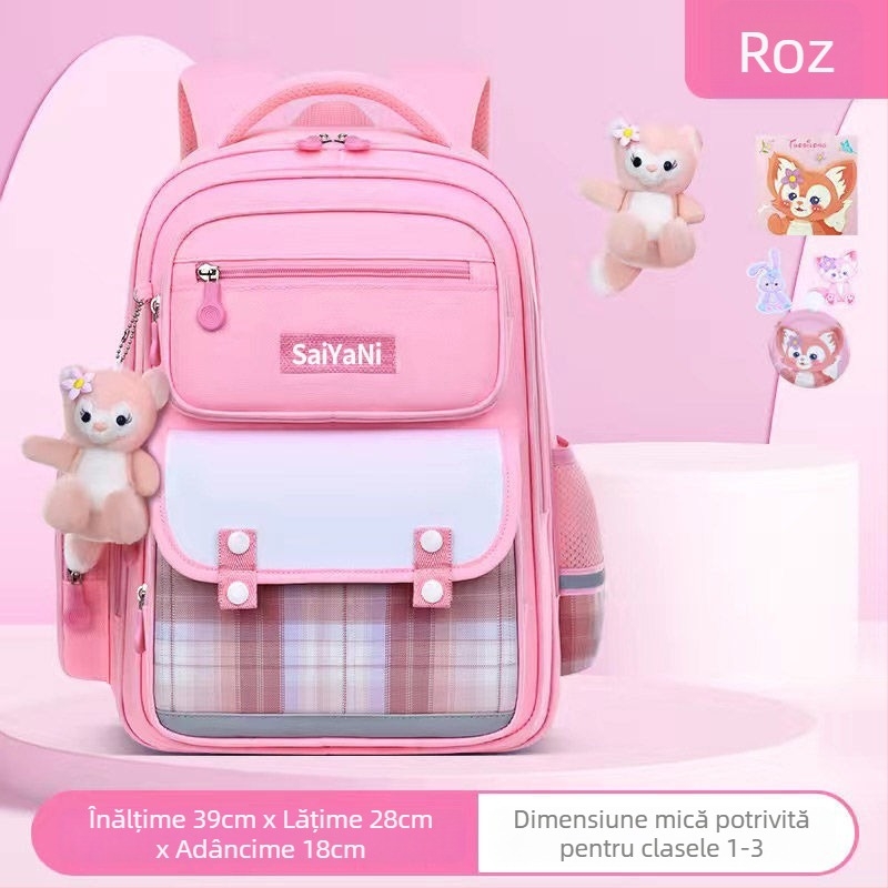 Rucsac pentru fete, pentru școala primară, țesătură Oxford, clasele 1–2, bretele curbate, impermeabil, stil urban simplu