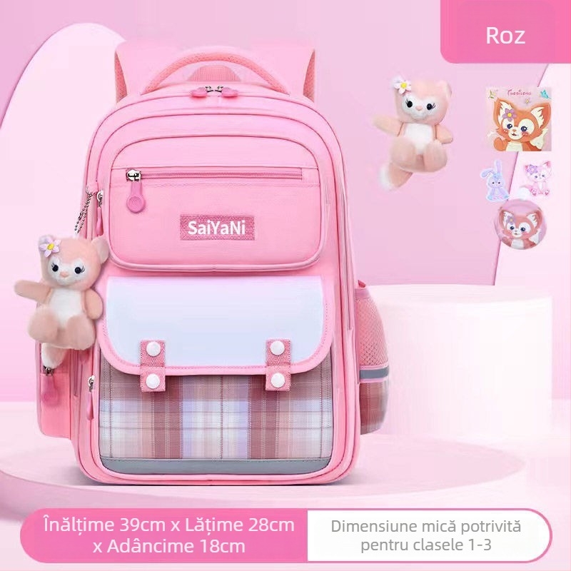 Rucsac pentru fete, pentru școala primară, țesătură Oxford, clasele 1–2, bretele curbate, impermeabil, stil urban simplu