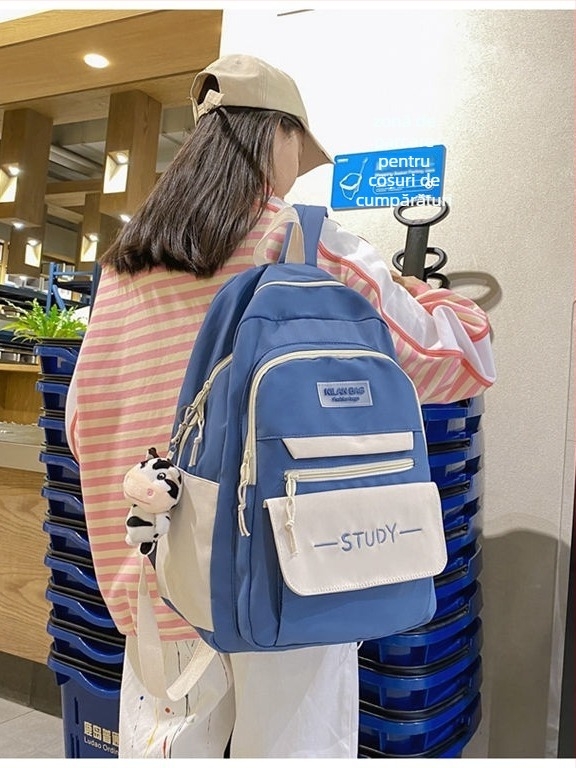 Rucsac școlar Mu Ziling, capacitate mare 36–55 L, din canvas, impermeabil, compatibil cu laptop de 15 inch, curele cu pernă de aer