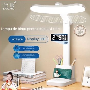 Lampă de birou LED cu spectru complet, curbată, protecție pentru ochi, pliabilă, baterie litiu încorporată