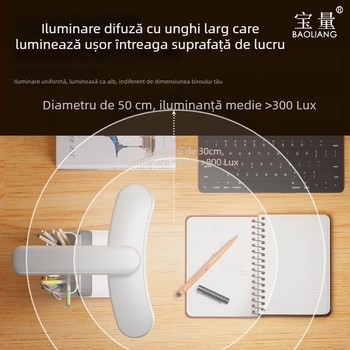 Lampă de birou LED cu spectru complet, curbată, protecție pentru ochi, pliabilă, baterie litiu încorporată