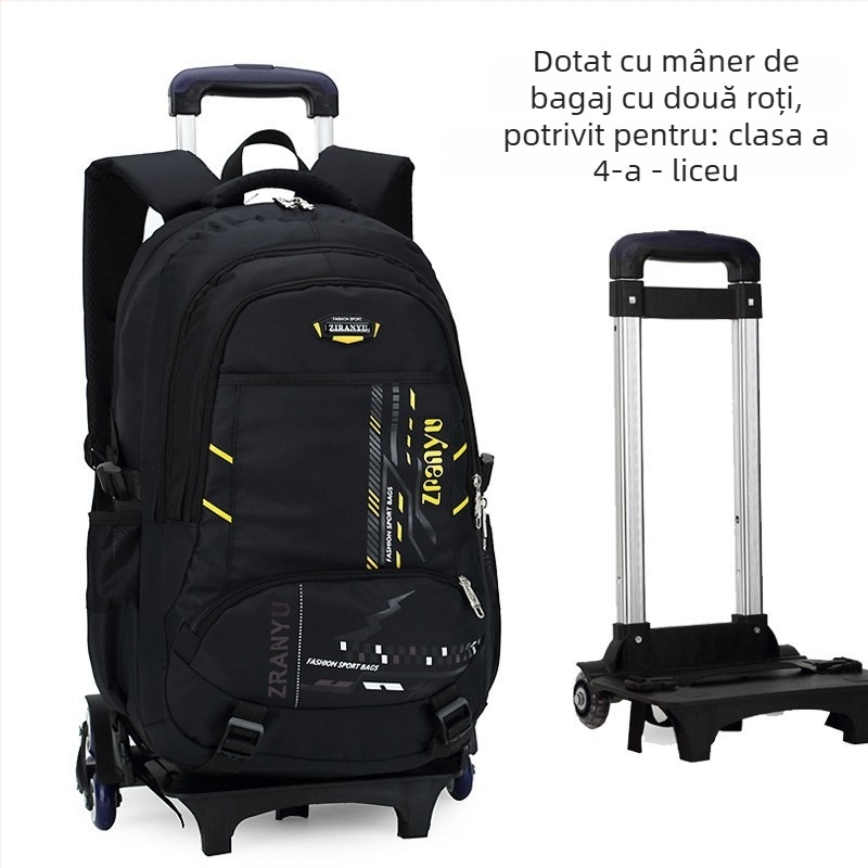 Geantă școlară din Oxford, cu șase roți de tras, model geometric, căptușeală poliester, potrivită pentru elevii din învățământul primar