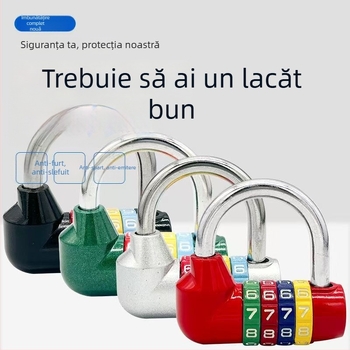 Lacăt în formă de U cu cod, seria 206 complet metalică, din oțel inoxidabil și aliaj, 250 g, pentru biciclete și dulapuri