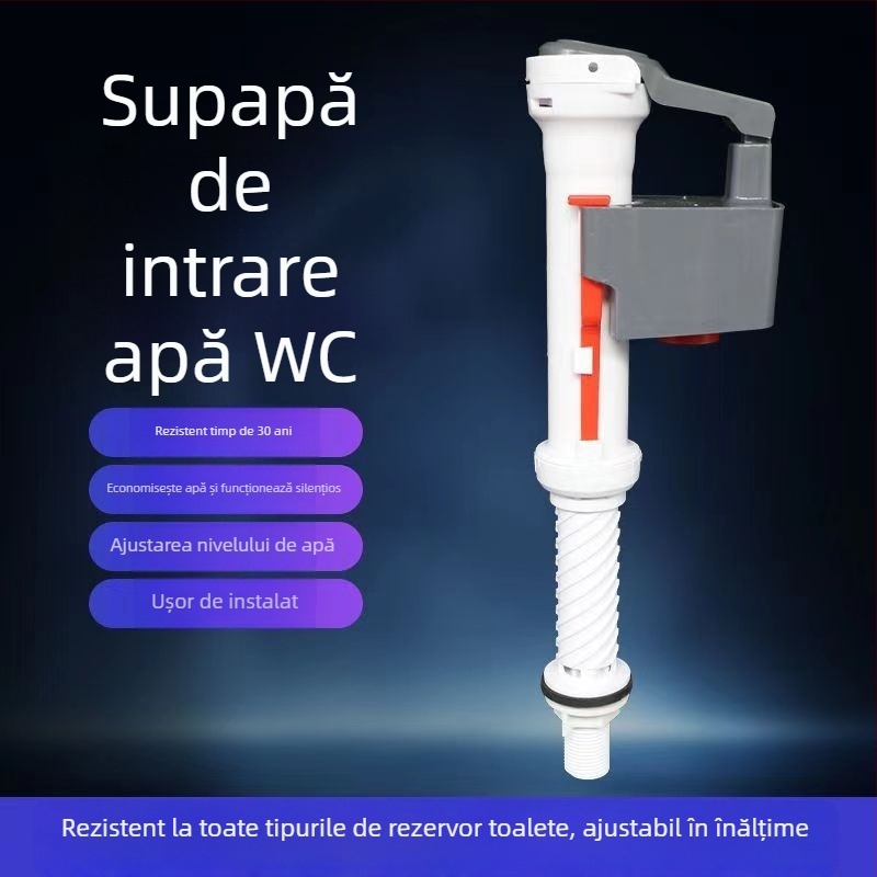 Accesoriu pentru rezervorul de apă al toaletei, Material PP, Supapă de intrare de tip apăsat, Design modern minimalist