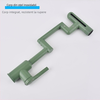Robinet de bucătărie cu braț robotic, rotativ, amestecător pentru apă caldă și rece, din oțel inox, montaj vertical, supapă cu disc ceramic