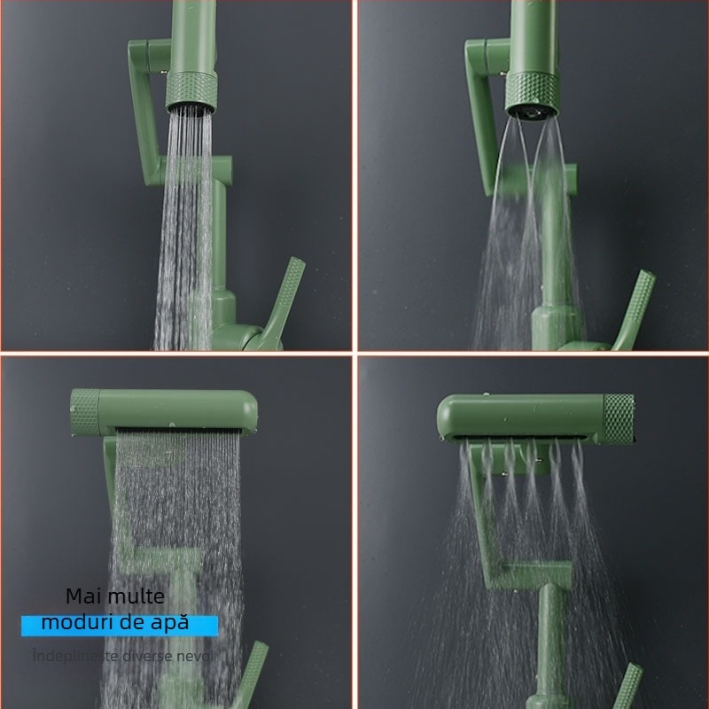 Robinet de bucătărie cu braț robotic, rotativ, amestecător pentru apă caldă și rece, din oțel inox, montaj vertical, supapă cu disc ceramic