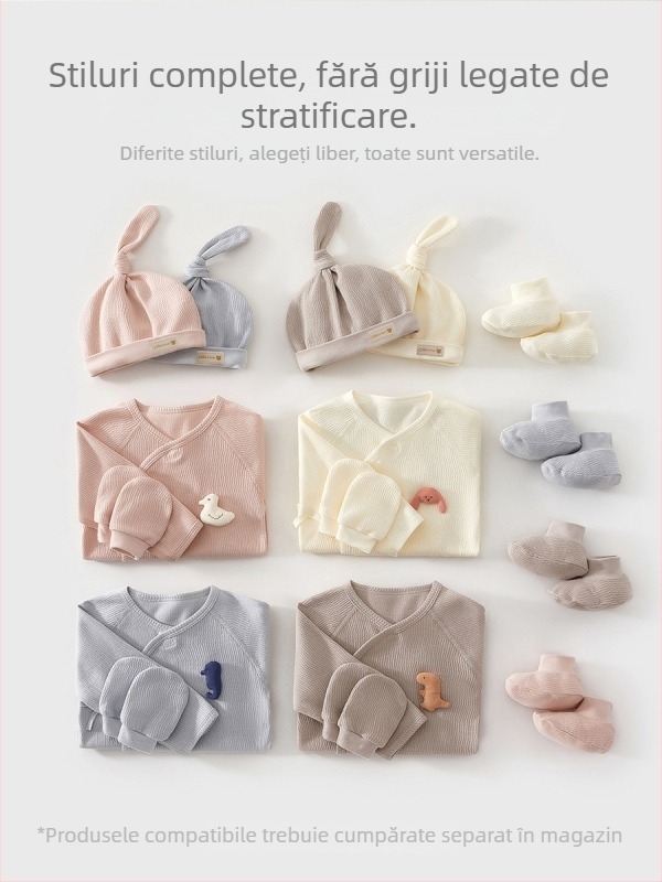 Set pentru nou-născuți, unisex, din bumbac 100%, cu pălărie, mănuși și șosete – țesătură moale