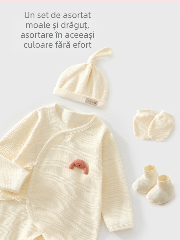 Set pentru nou-născuți, unisex, din bumbac 100%, cu pălărie, mănuși și șosete – țesătură moale