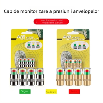 Cap de avertizare a presiunii pneurilor – set 4 buc., 2,4 BAR nucleu de cupru, material: nucleu plastic + cupru, monitorizare presiune pneuri auto