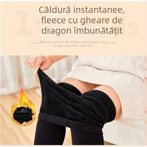 Leggings din Chenille cu fleece căptușite, croială strânsă, microelasticitate