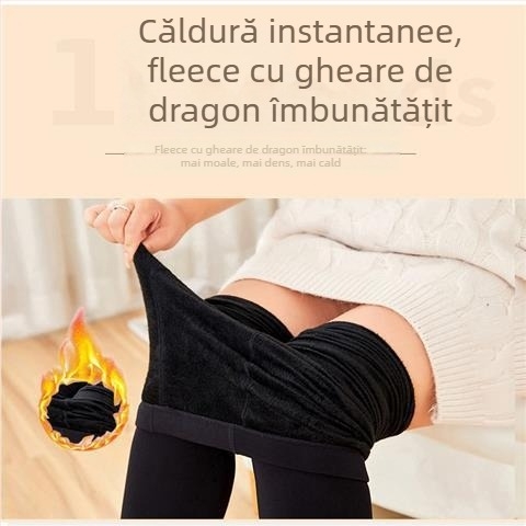 Leggings din Chenille cu fleece căptușite, croială strânsă, microelasticitate