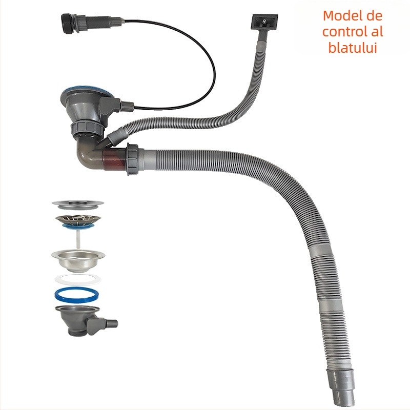 Drenaj de bucătărie cu ridicare, din oțel inoxidabil, model D01, formă S, stil modern minimalist