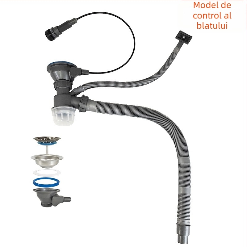 Drenaj de bucătărie cu ridicare, din oțel inoxidabil, model D01, formă S, stil modern minimalist