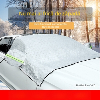 Acoperire pentru parbrizul mașinii, pentru zăpadă, Anti-Frost/Anti-Îngheț, folie de aluminiu, potrivire universală, montaj cu curea