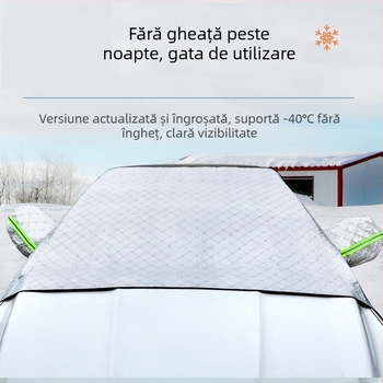 Acoperire pentru parbrizul mașinii, pentru zăpadă, Anti-Frost/Anti-Îngheț, folie de aluminiu, potrivire universală, montaj cu curea